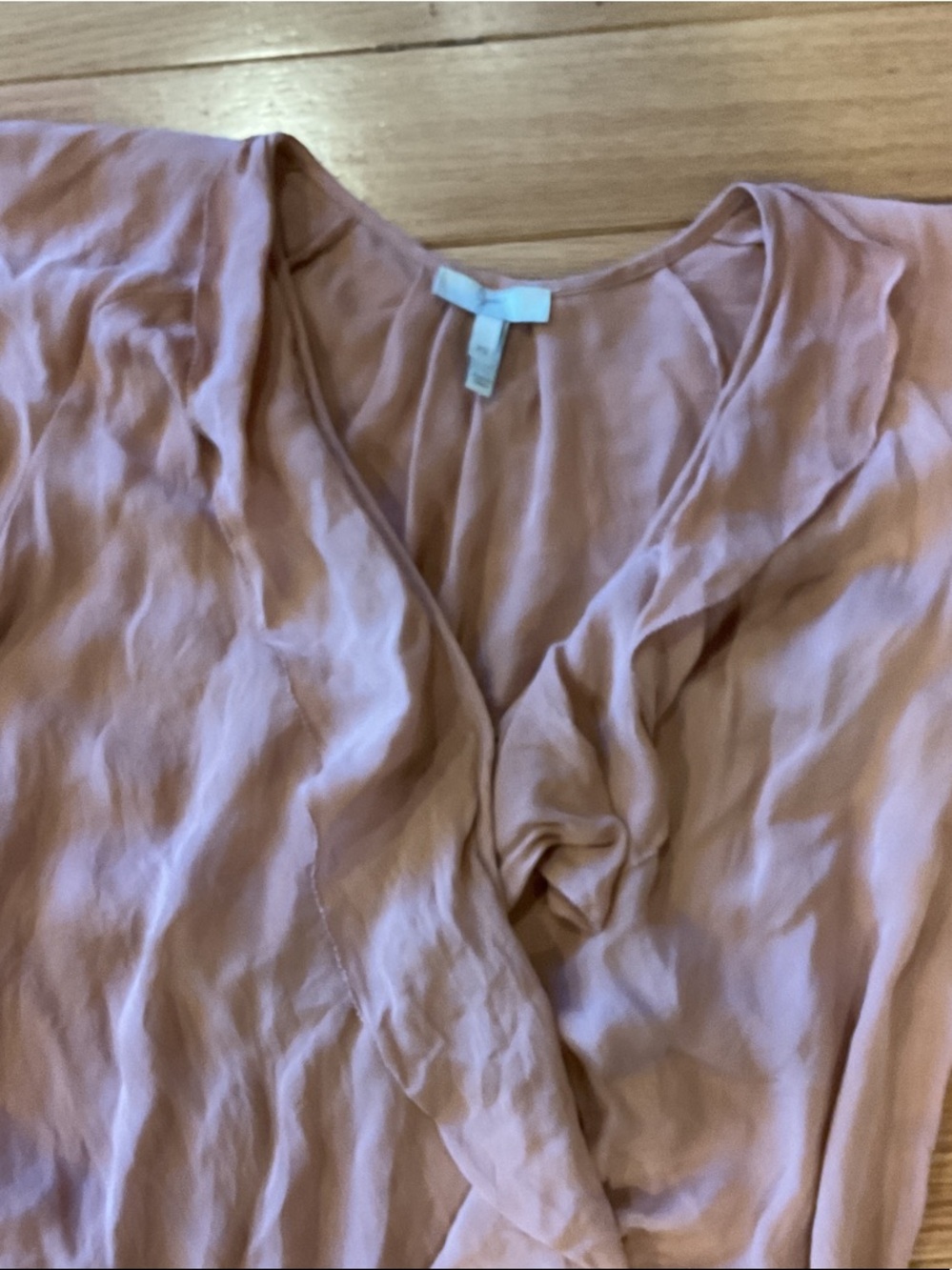 Joie Women's Dusty Rose Ruffle Wrap Top - Elegant Tie-Side Blouse XS silk - Picture 5 of 11
